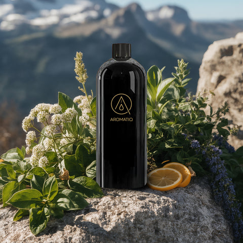 MONT BLANC blends mint, lemon zest, basil and sage with soft woods and cashmere. A bright, crisp alpine fragrance inspired by pure mountain air.
